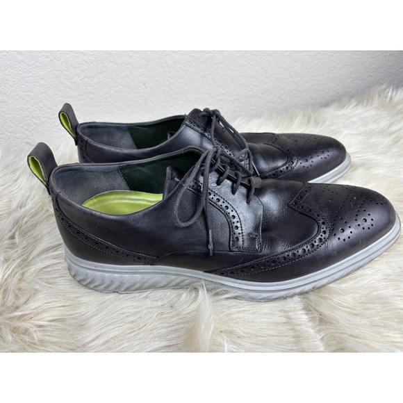 ECCO ST.1 Hybrid Lite Brogue Loafers Mens 11 Black Dress Casual Leather